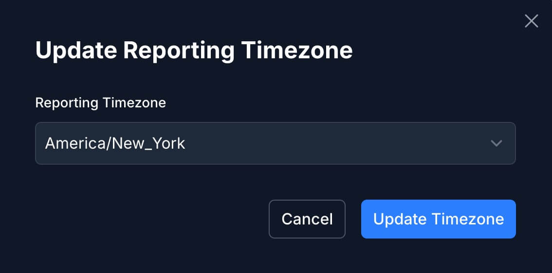 A screenshot of the website reporting timezone option